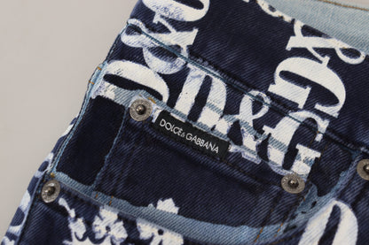 Dolce & Gabbana Elegant Crown Print Denim Pants - IT48 | M