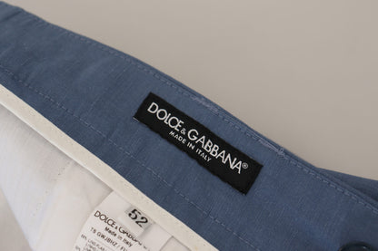 Dolce & Gabbana Elegant Blue Linen-Cotton Pants