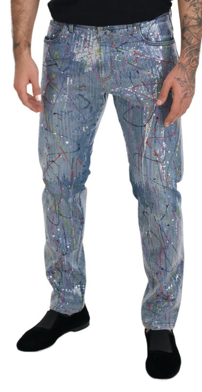 Dolce & Gabbana Exquisite Color Splash Denim Pants - IT48 | M