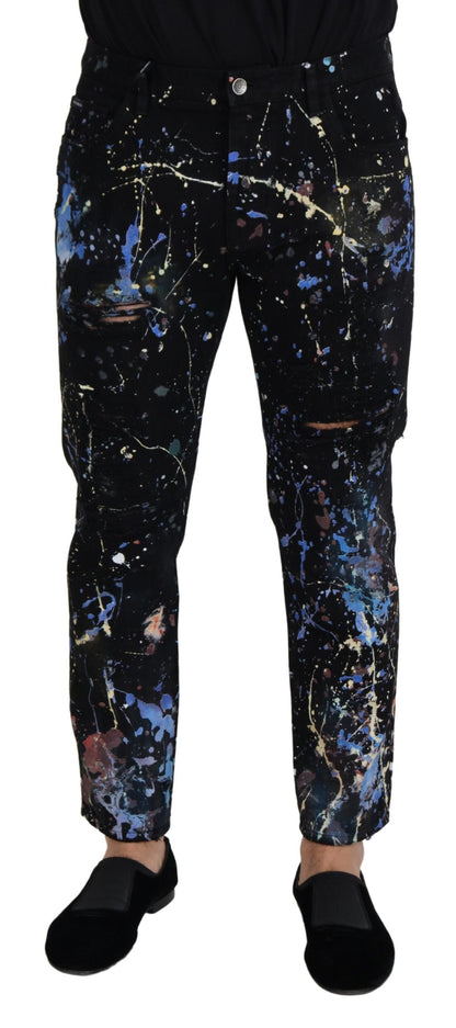 Dolce & Gabbana Exquisite Color Splash Print Denim Pants - IT48 | M