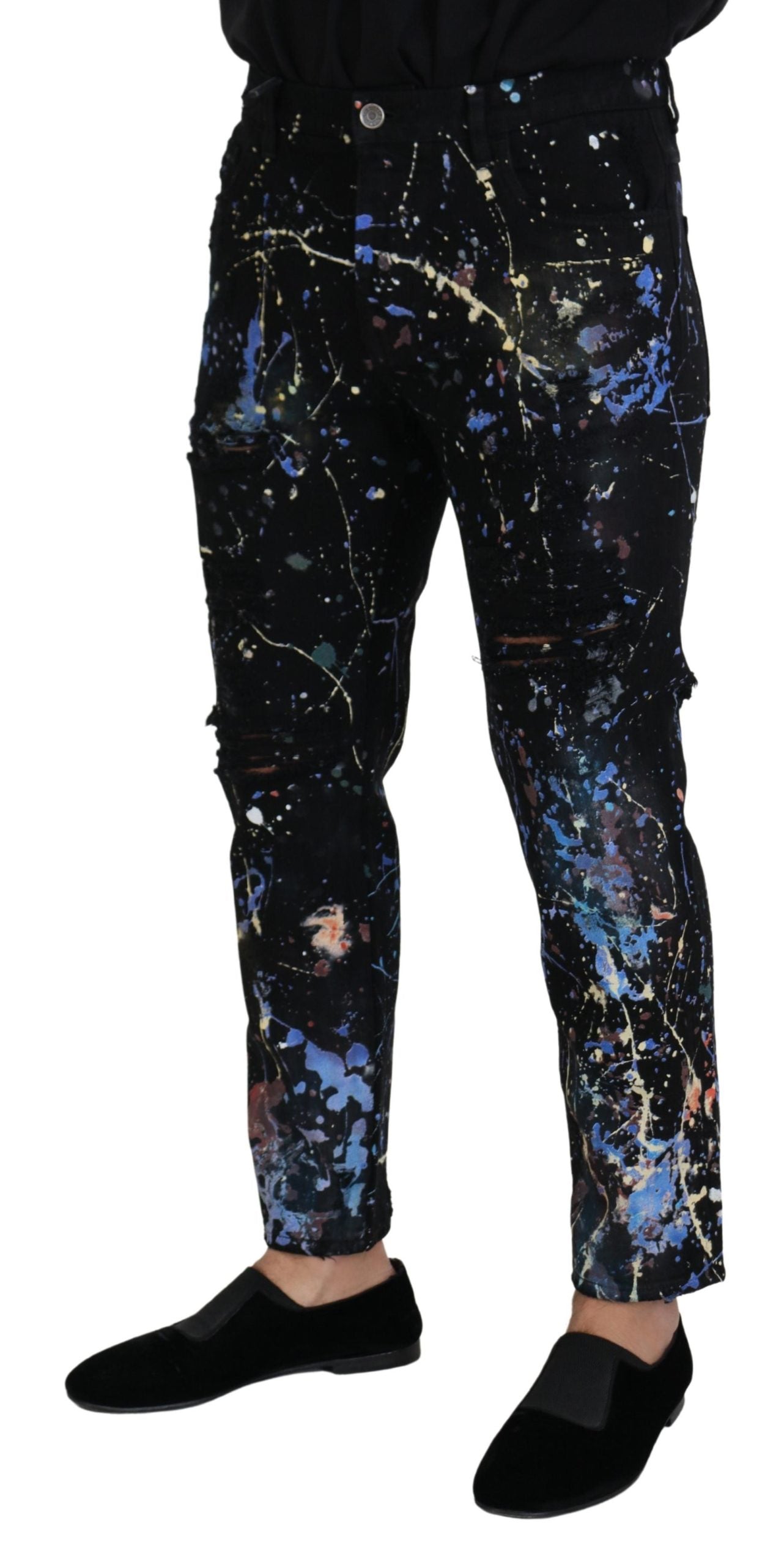 Dolce & Gabbana Exquisite Color Splash Print Denim Pants - IT48 | M