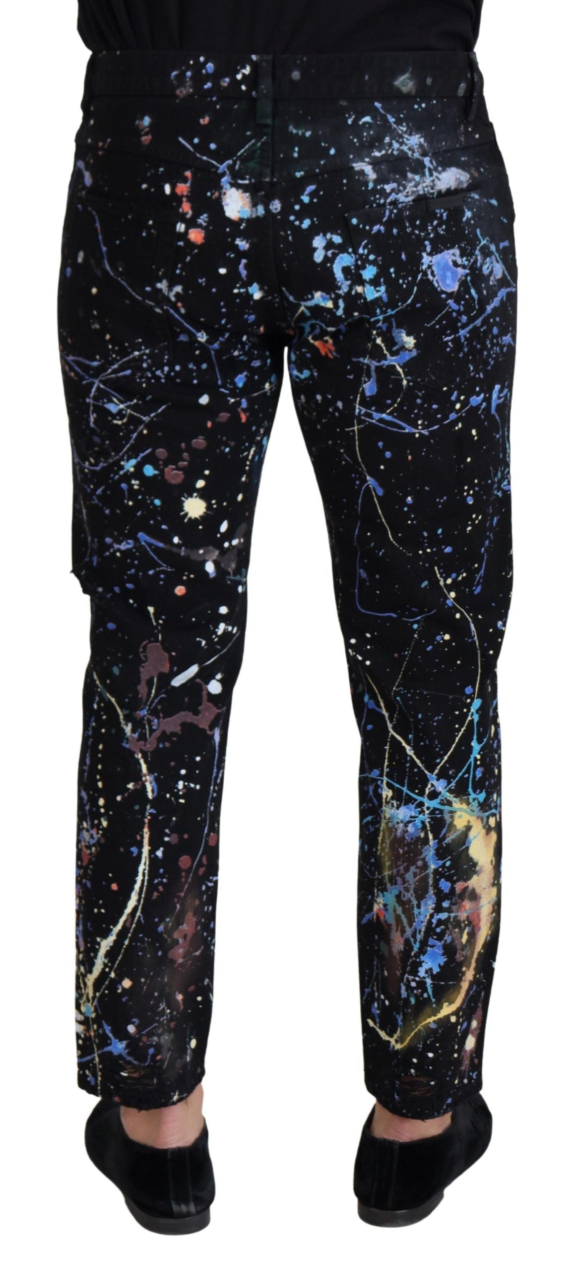 Dolce & Gabbana Exquisite Color Splash Print Denim Pants - IT48 | M