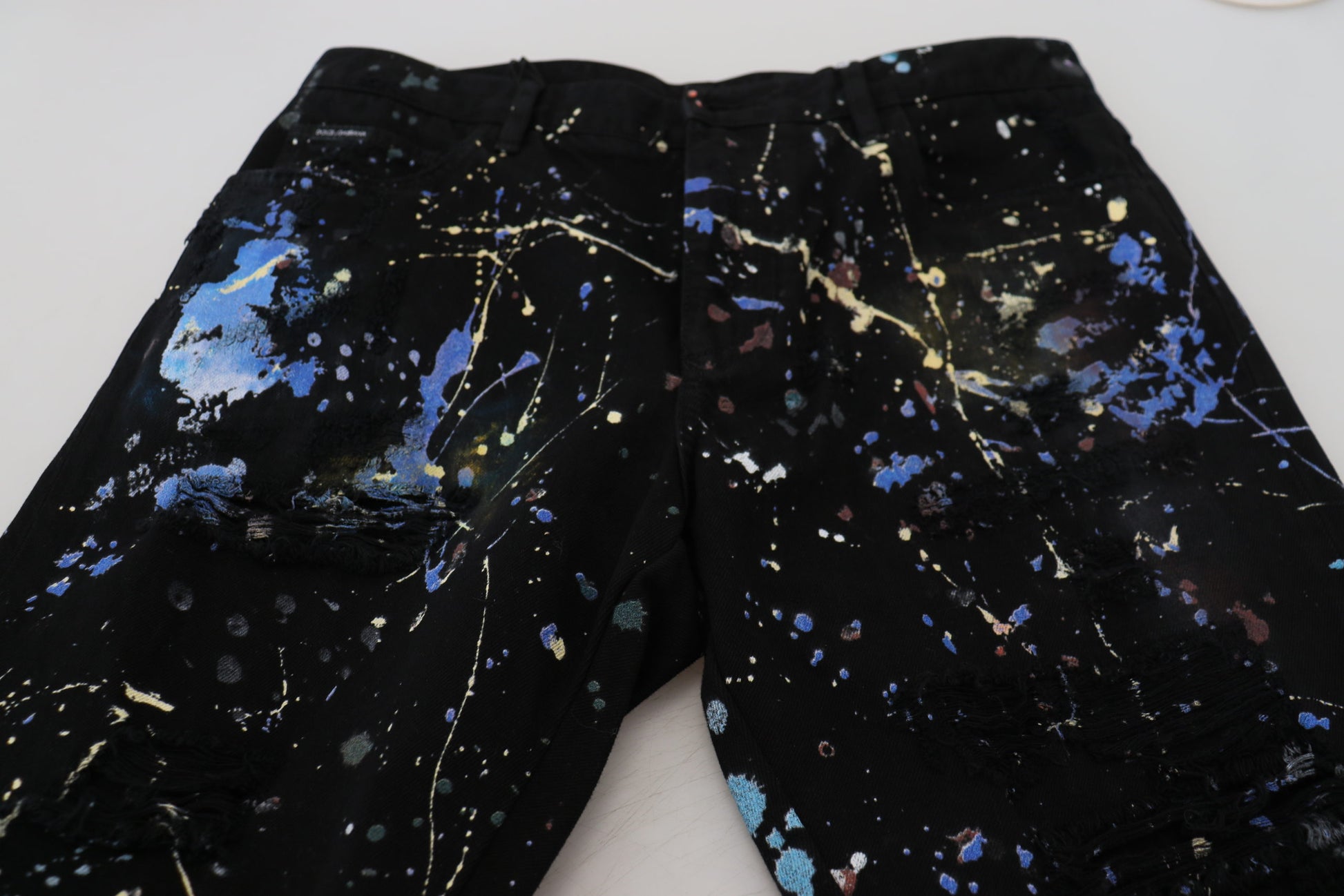 Dolce & Gabbana Exquisite Color Splash Print Denim Pants - IT48 | M