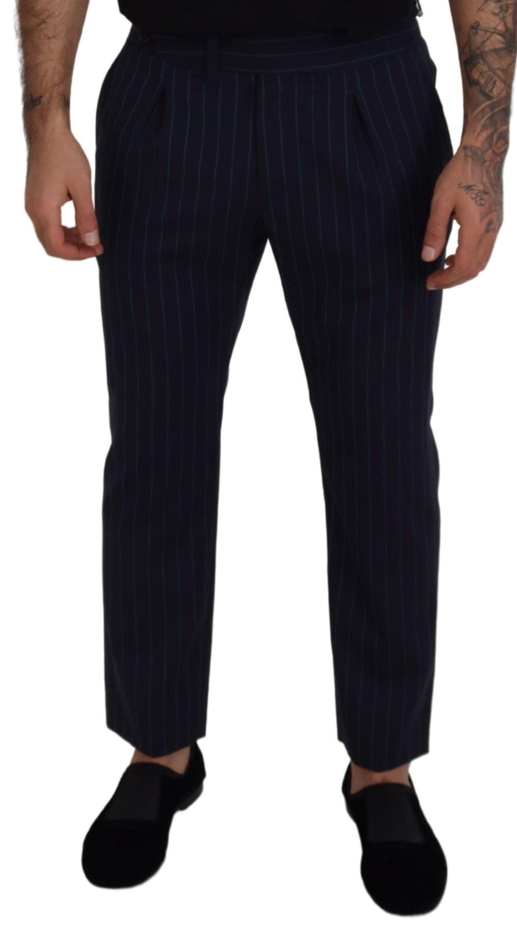 Dolce & Gabbana Elegant Stripe Virgin Wool Trousers - IT50 | L