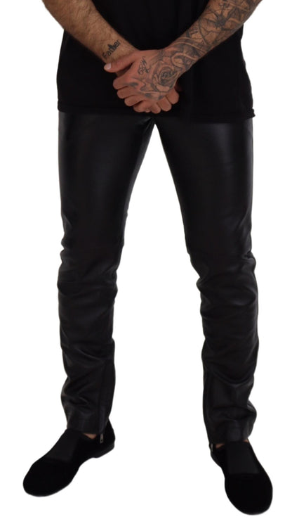 Dolce & Gabbana Elegant Black Agnello Trousers for Men - IT46 | S