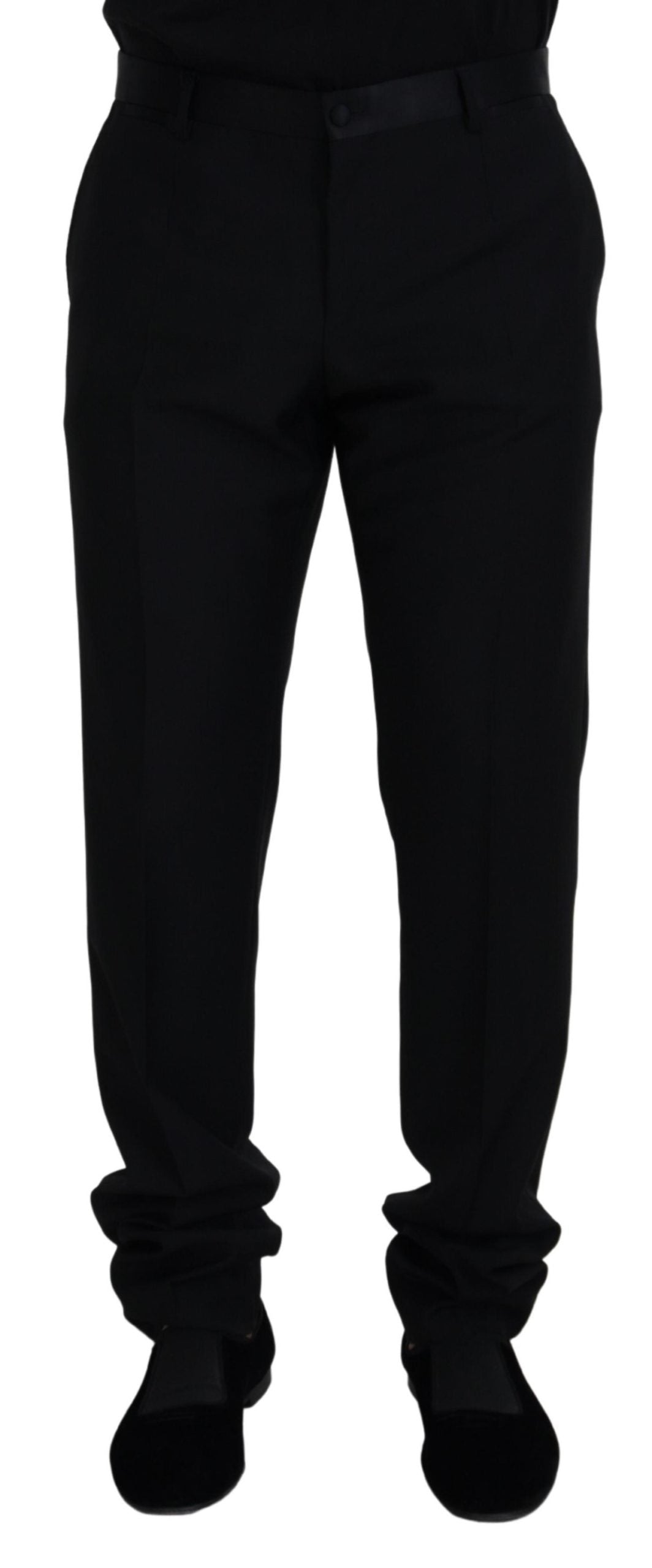 Dolce & Gabbana Elegant Black Virgin Wool Blend Trousers - IT54 | XL