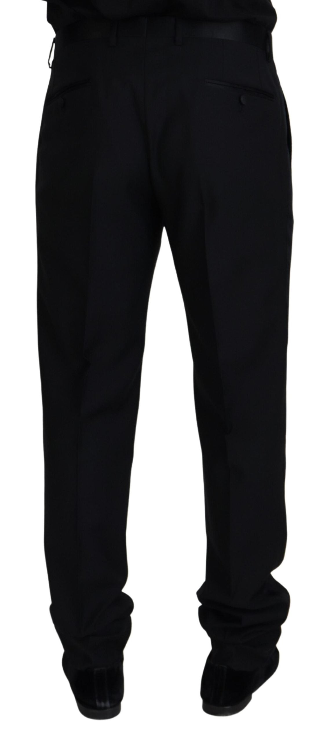 Dolce & Gabbana Elegant Black Virgin Wool Blend Trousers - IT54 | XL