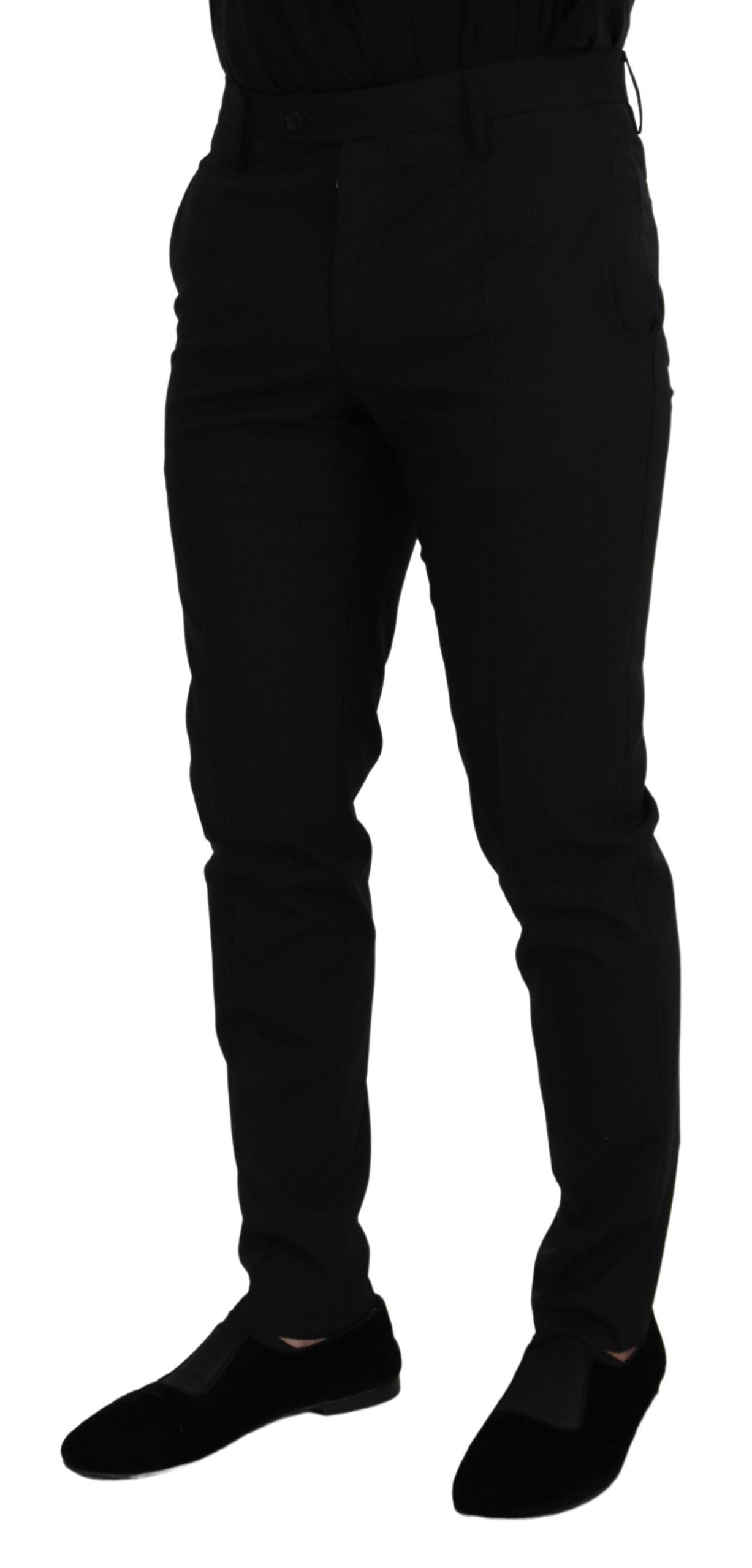 Dolce & Gabbana Elegant Black Wool-Blend Trousers - IT48 | M