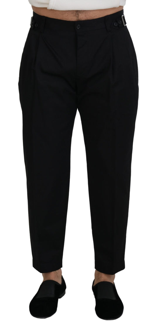 Dolce & Gabbana Sleek Black Italian Designer Pants with Side Buckle - IT46 | S