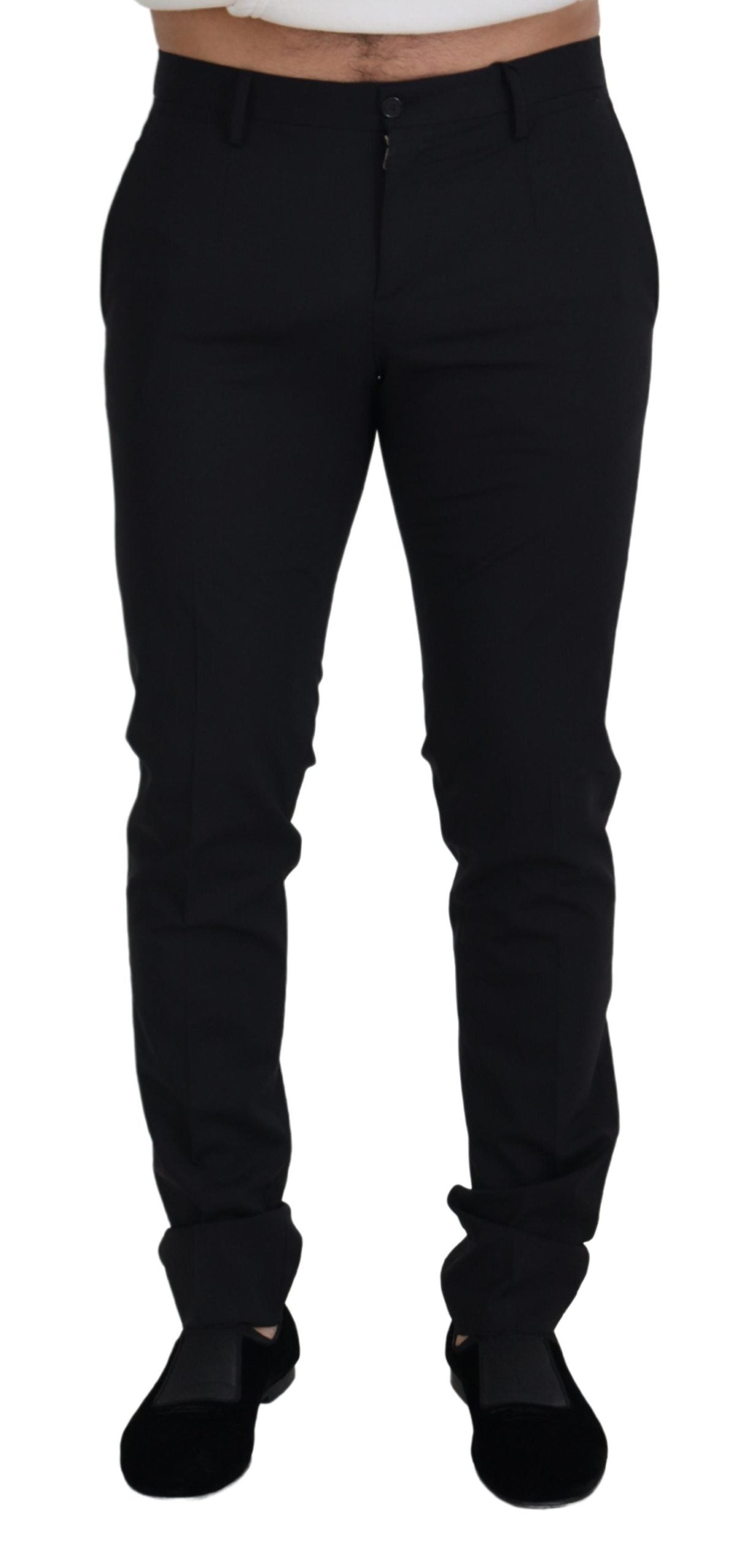 Dolce & Gabbana Elegant Black Wool Blend Trousers - IT46 | S