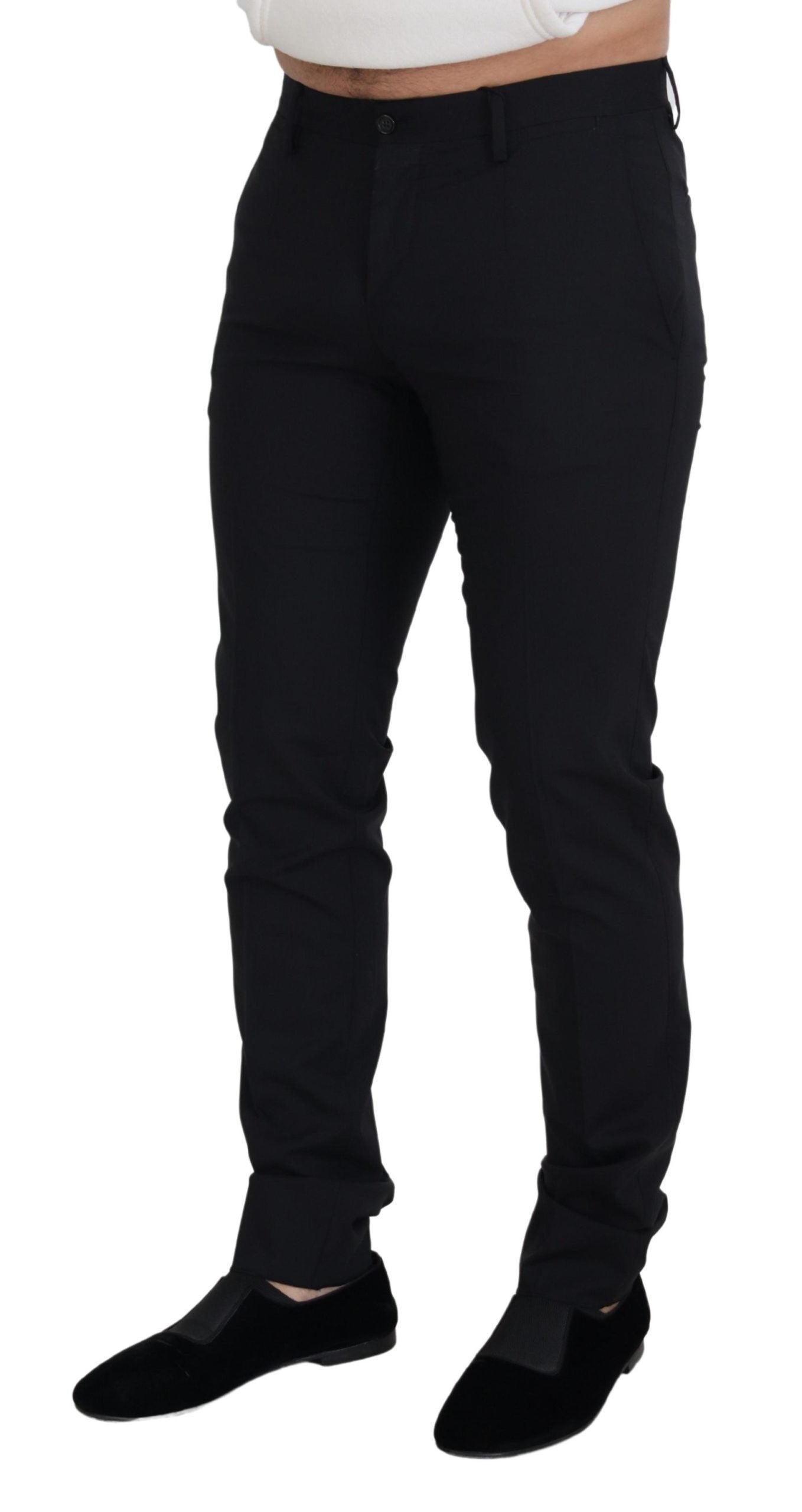 Dolce & Gabbana Elegant Black Wool Blend Trousers - IT46 | S