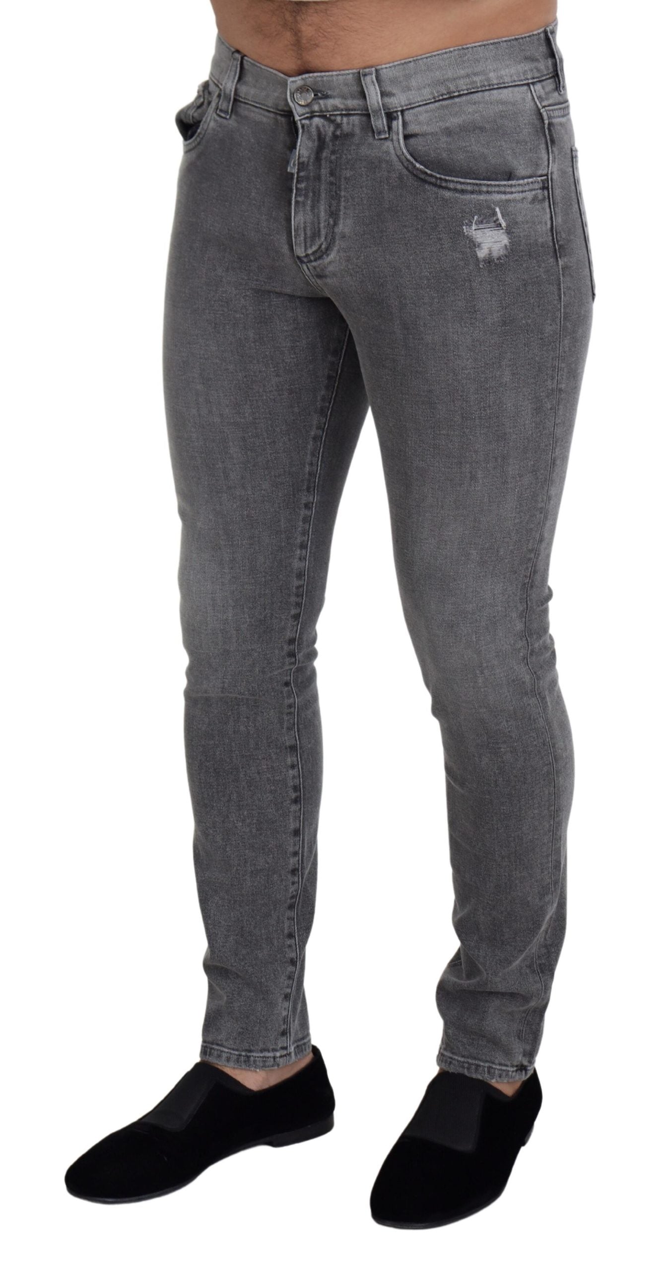 Dolce & Gabbana Chic Grey Washed Denim Pants - IT44 | XS