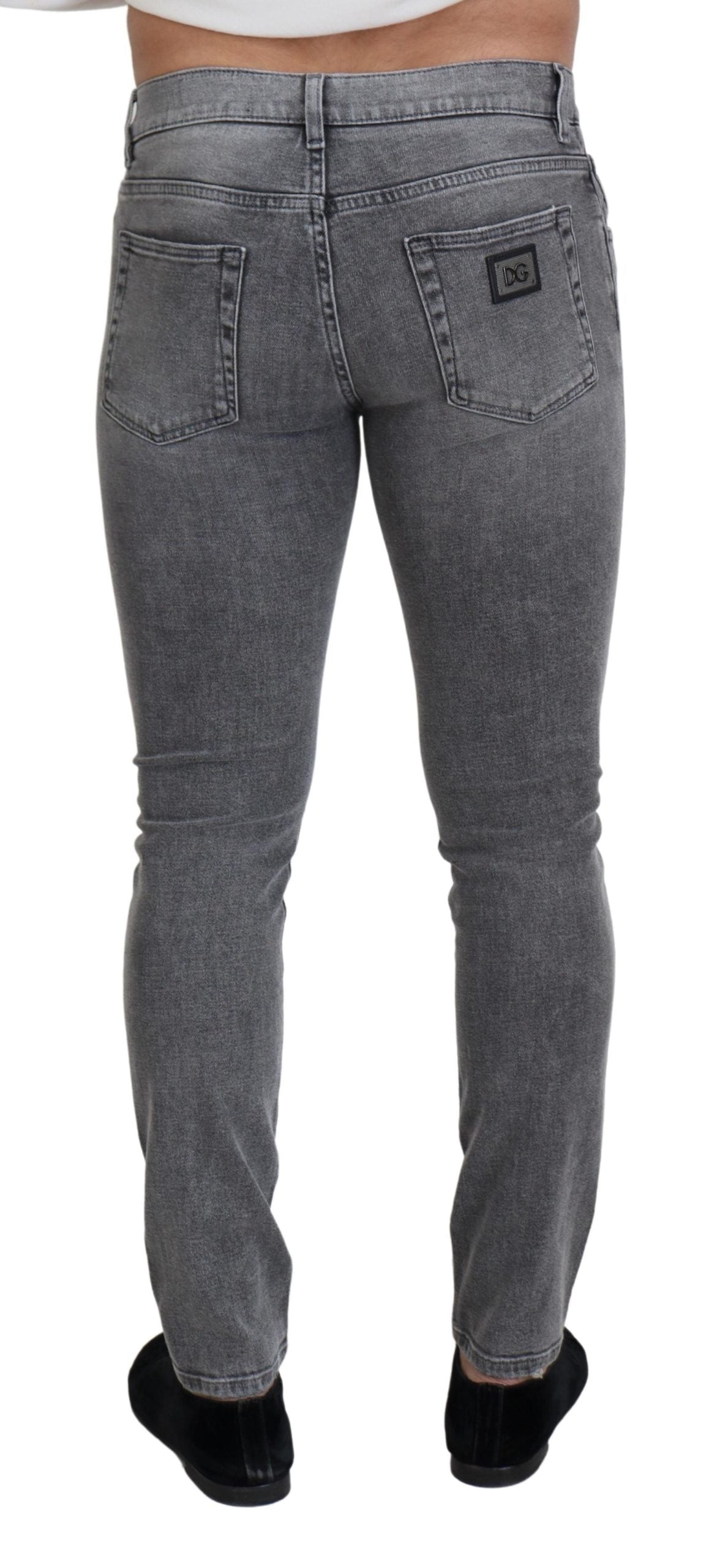 Dolce & Gabbana Chic Grey Washed Denim Pants - IT44 | XS