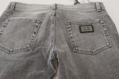 Dolce & Gabbana Chic Grey Washed Denim Pants - IT44 | XS