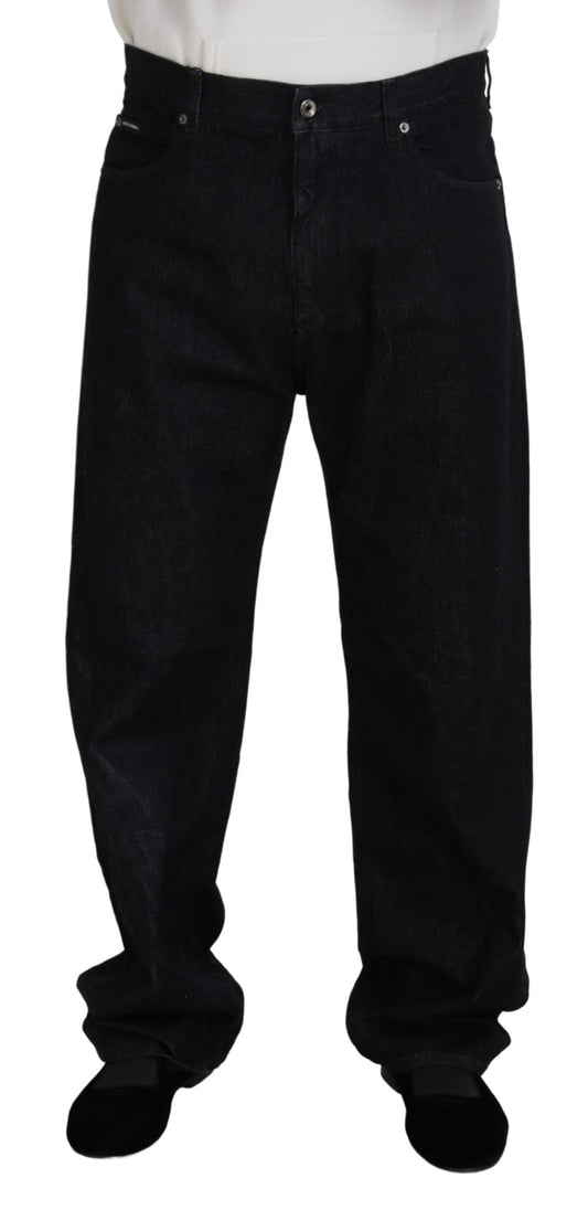 Dolce & Gabbana Elegant Black Washed Denim Pants Luxe Cotton - IT48 | M