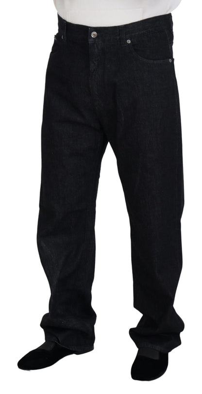 Dolce & Gabbana Elegant Black Washed Denim Pants Luxe Cotton - IT48 | M