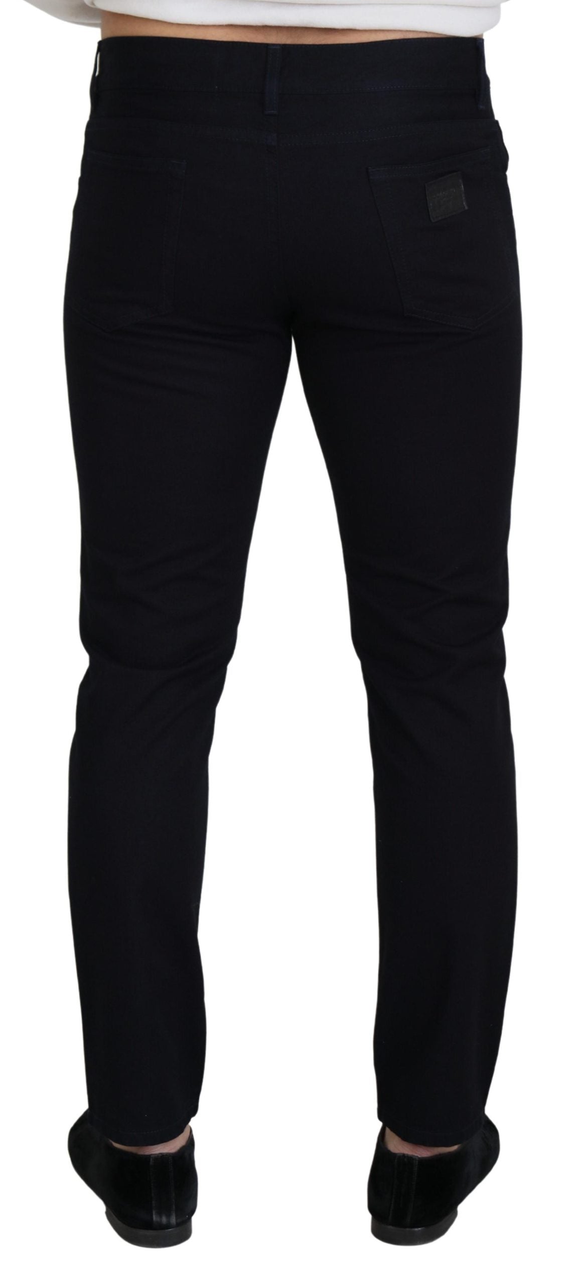 Dolce & Gabbana Elegant Black Silk Blend Denim Pants - IT48 | M