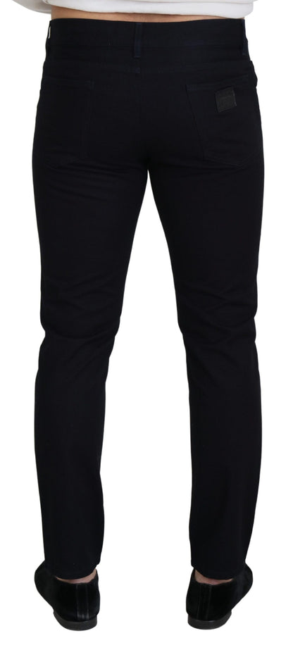 Dolce & Gabbana Elegant Black Silk Blend Denim Pants - IT48 | M