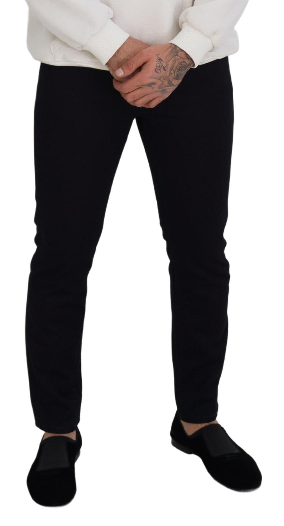 Dolce & Gabbana Elegant Black Silk Blend Denim Pants - IT48 | M