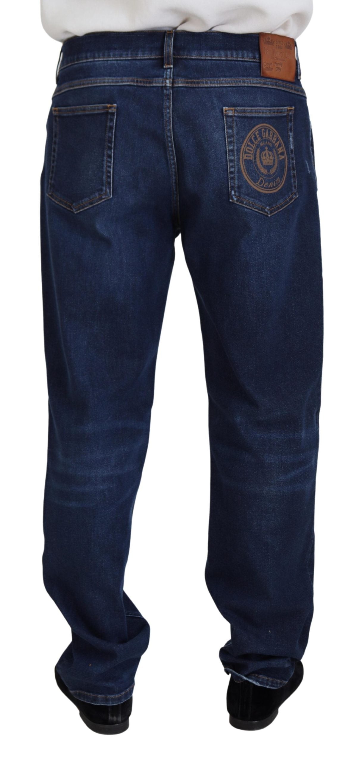 Dolce & Gabbana Elegant Blue Washed Denim Pants - IT58 | XXL