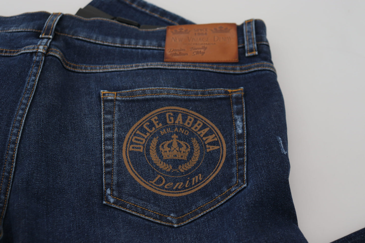 Dolce & Gabbana Elegant Blue Washed Denim Pants - IT58 | XXL