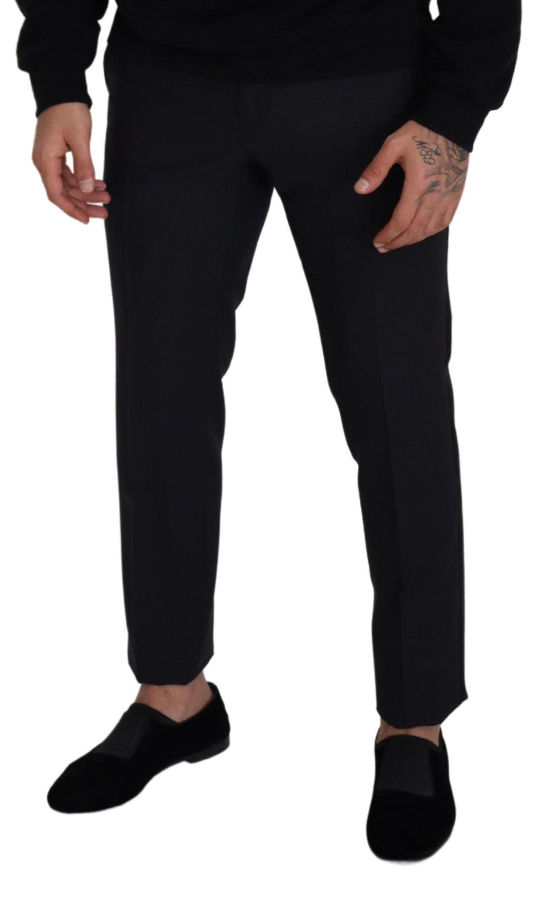 Dolce & Gabbana Elegant Black Wool Blend Trousers - IT50 | L