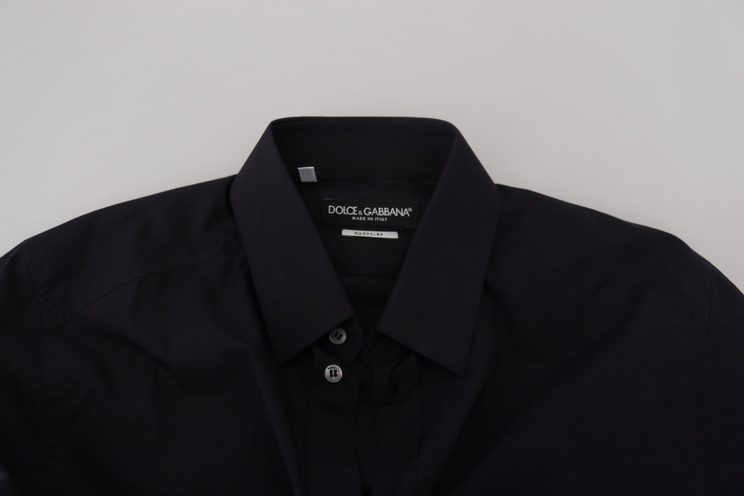 Dolce & Gabbana Elegant Slim Fit Black Cotton Dress Shirt - IT38 | XS