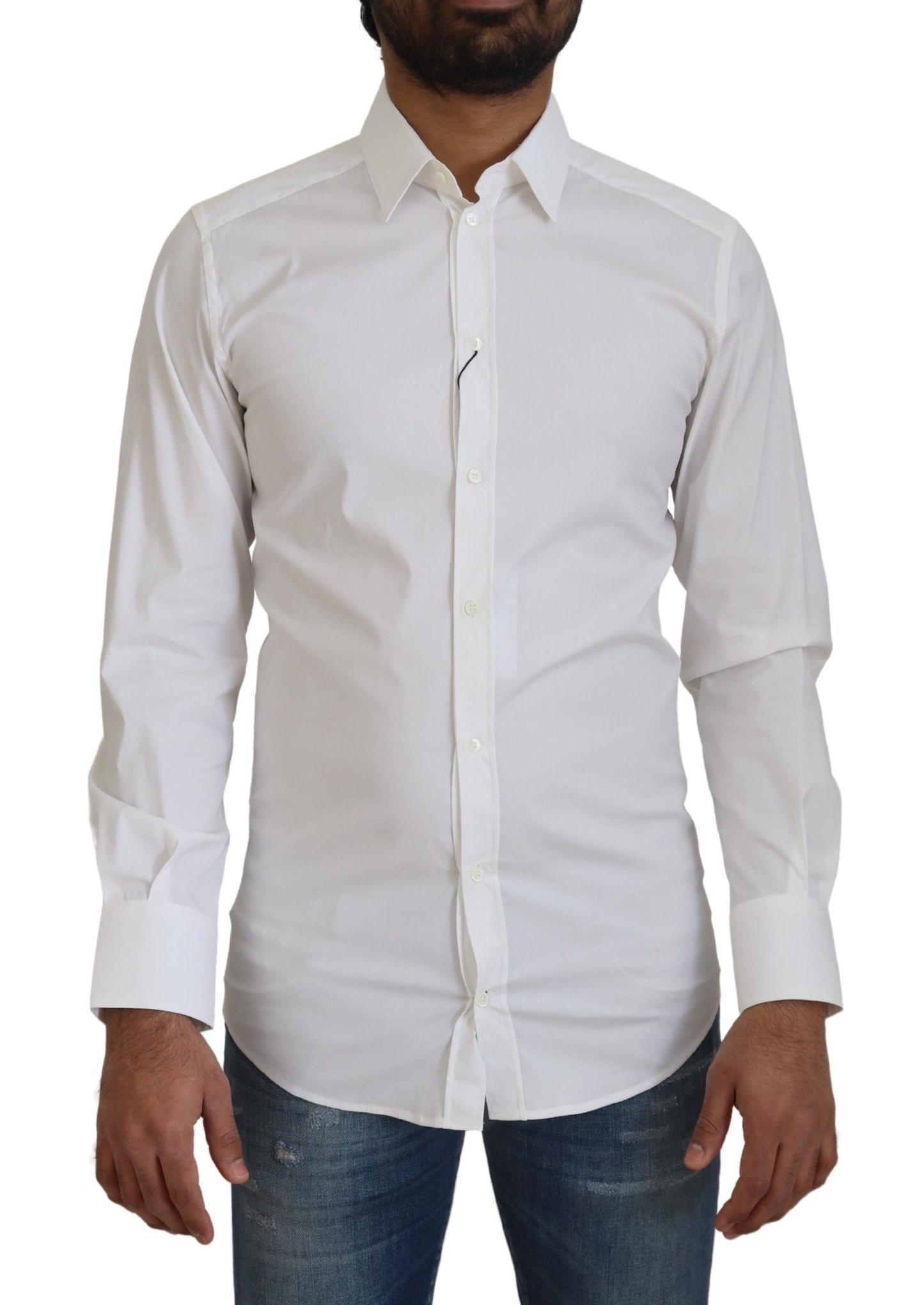 Dolce & Gabbana Dazzling White Slim Fit Dress Shirt - IT37 | XS