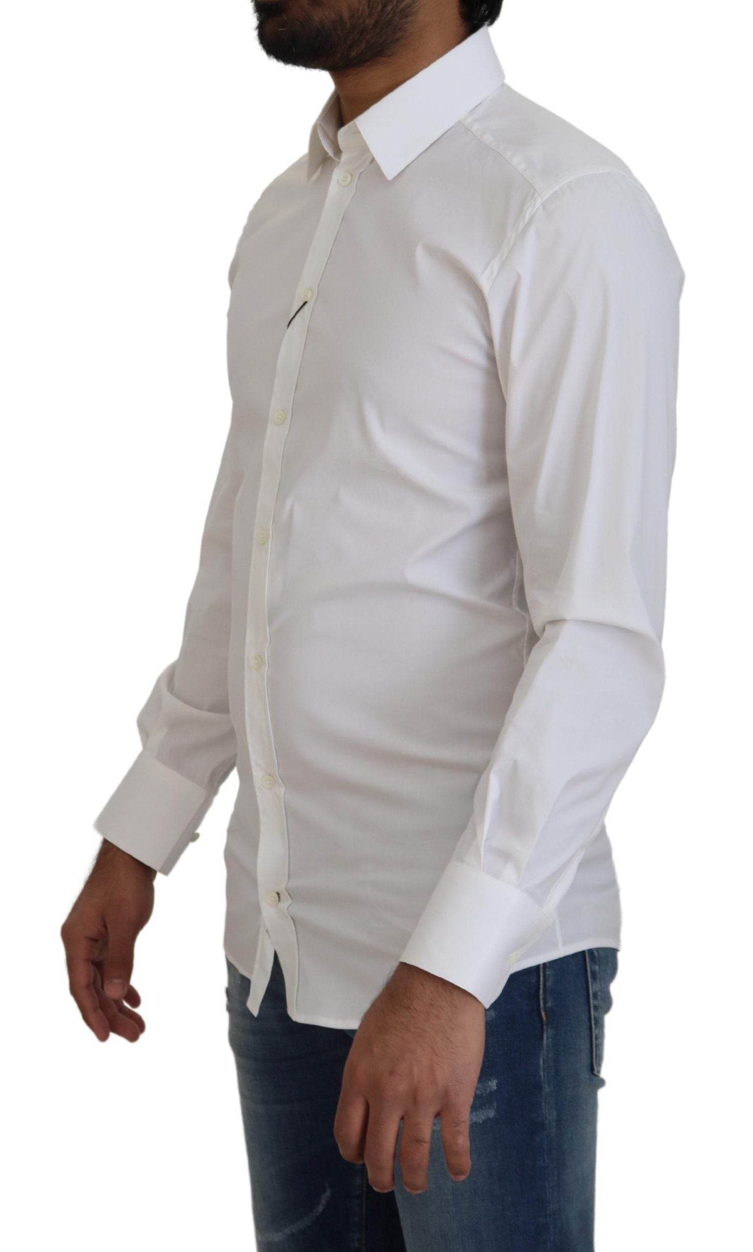 Dolce & Gabbana Dazzling White Slim Fit Dress Shirt - IT37 | XS