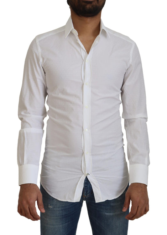 Dolce & Gabbana Elegant White Cotton Dress Shirt Slim Fit - IT37 | XS