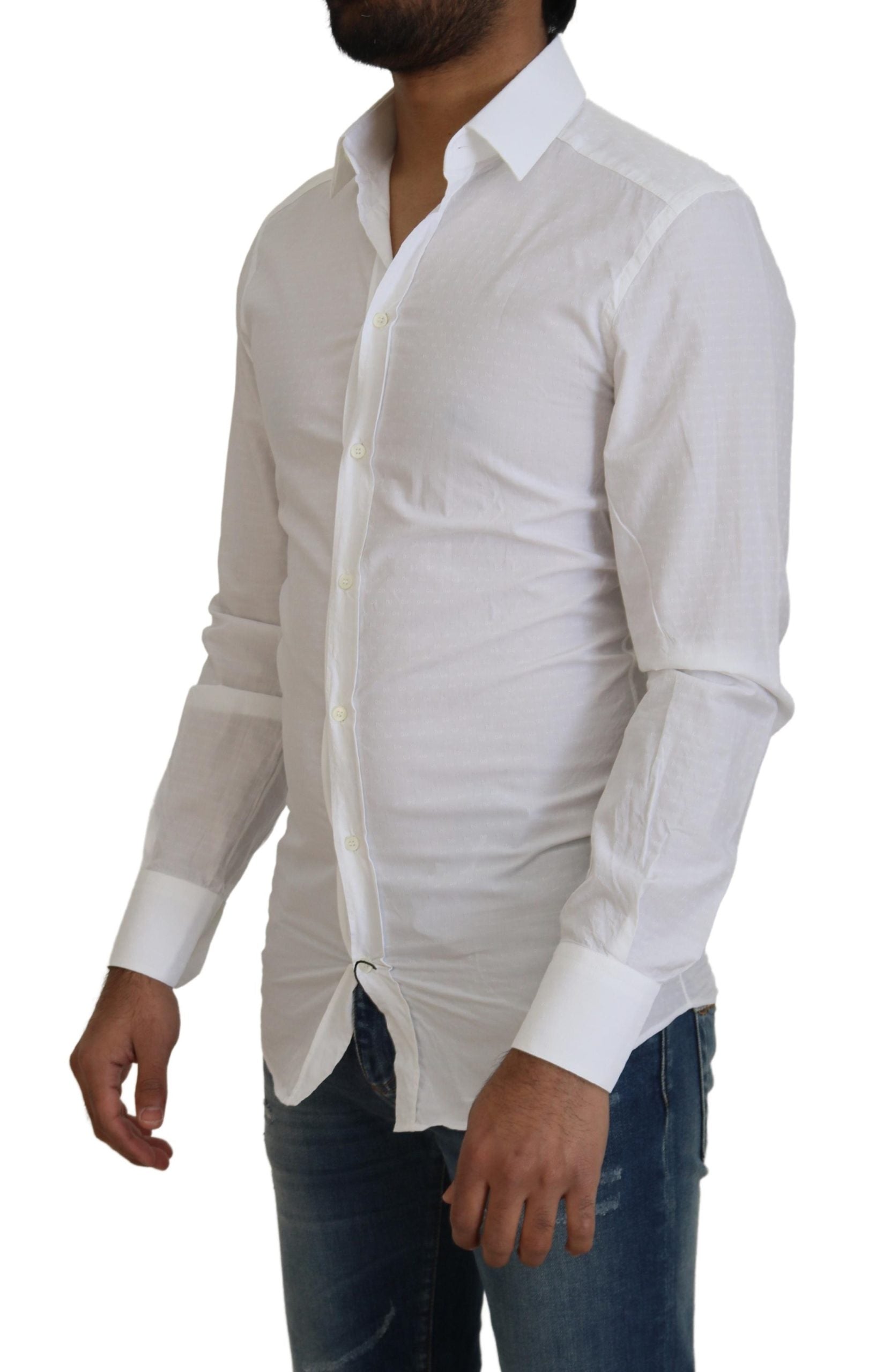 Dolce & Gabbana Elegant White Cotton Dress Shirt Slim Fit - IT37 | XS