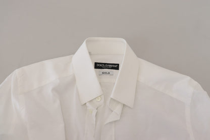 Dolce & Gabbana Elegant White Cotton Dress Shirt Slim Fit - IT37 | XS