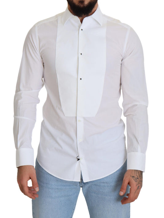 Dolce & Gabbana Elegant White Cotton Poplin Slim Fit Shirt - IT37 | XS