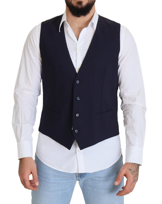 Dolce & Gabbana Elegant Dark Blue Formal Dress Vest