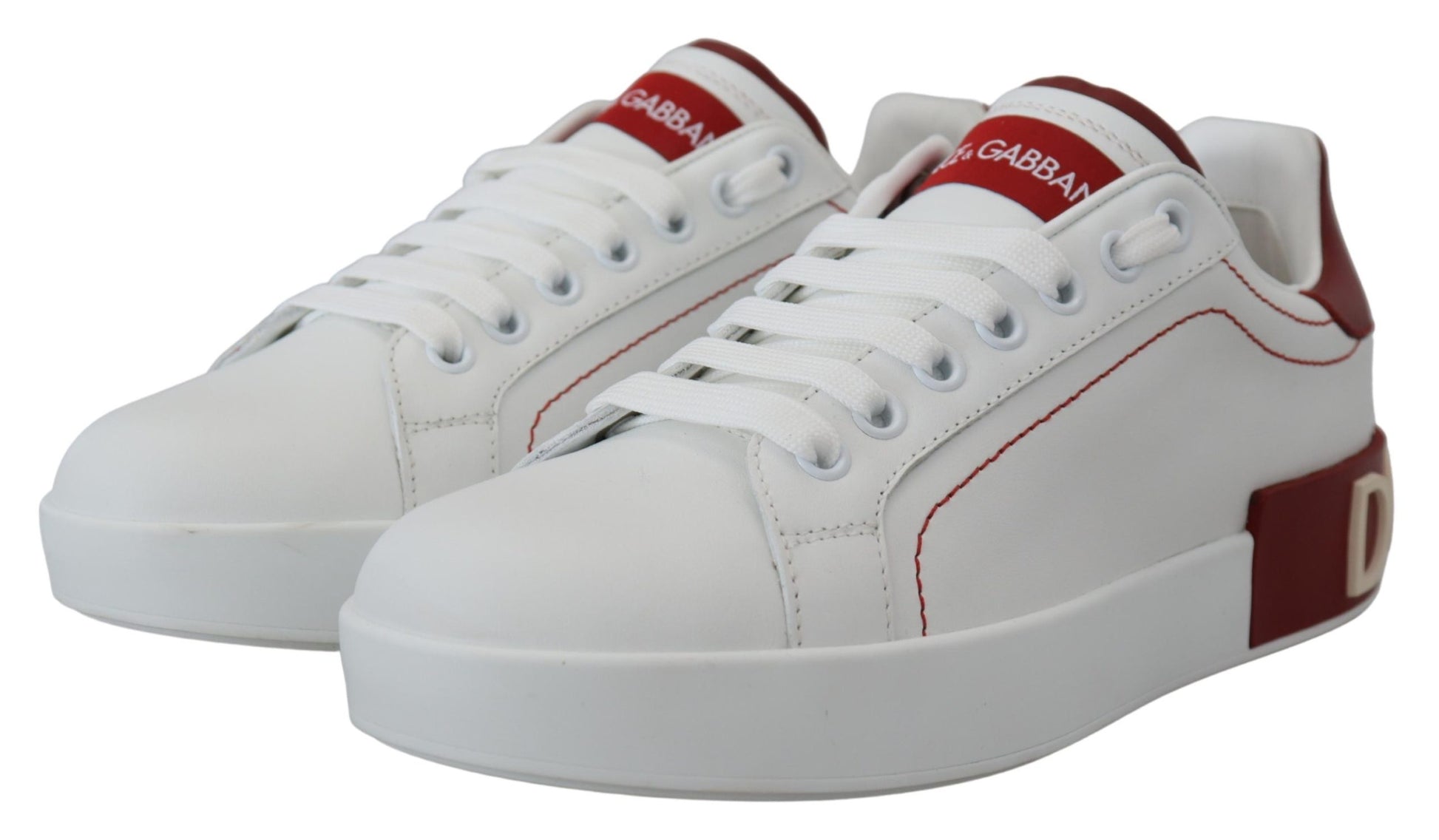 Dolce & Gabbana Chic White Portofino Leather Sneakers - EU46/US13