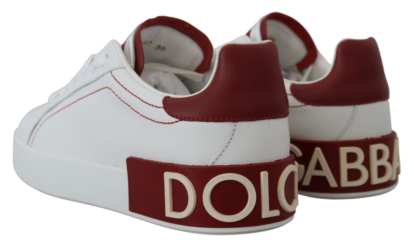 Dolce & Gabbana Chic White Portofino Leather Sneakers - EU46/US13