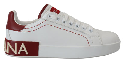 Dolce & Gabbana Chic White Portofino Leather Sneakers - EU46/US13