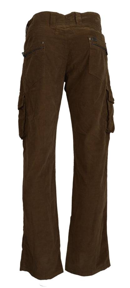 Ermanno Scervino Chic Brown Corduroy Cargo Pants - IT46 | S