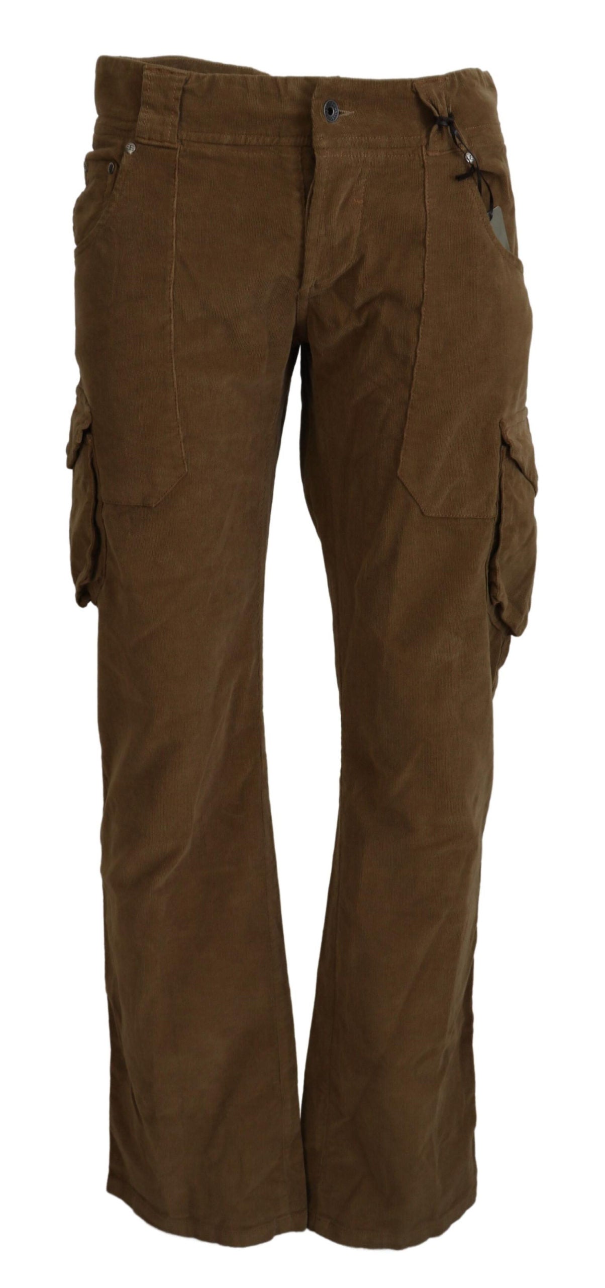 Ermanno Scervino Chic Brown Corduroy Cargo Pants - IT46 | S