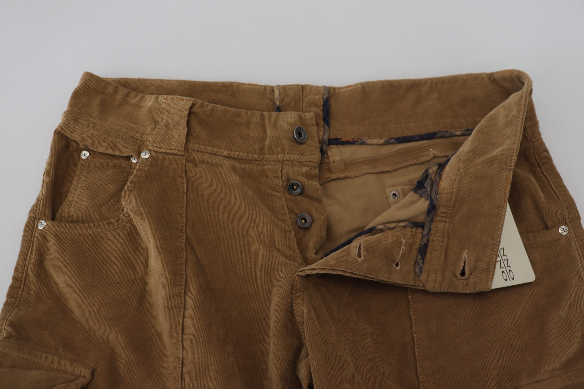 Ermanno Scervino Chic Brown Corduroy Cargo Pants - IT46 | S