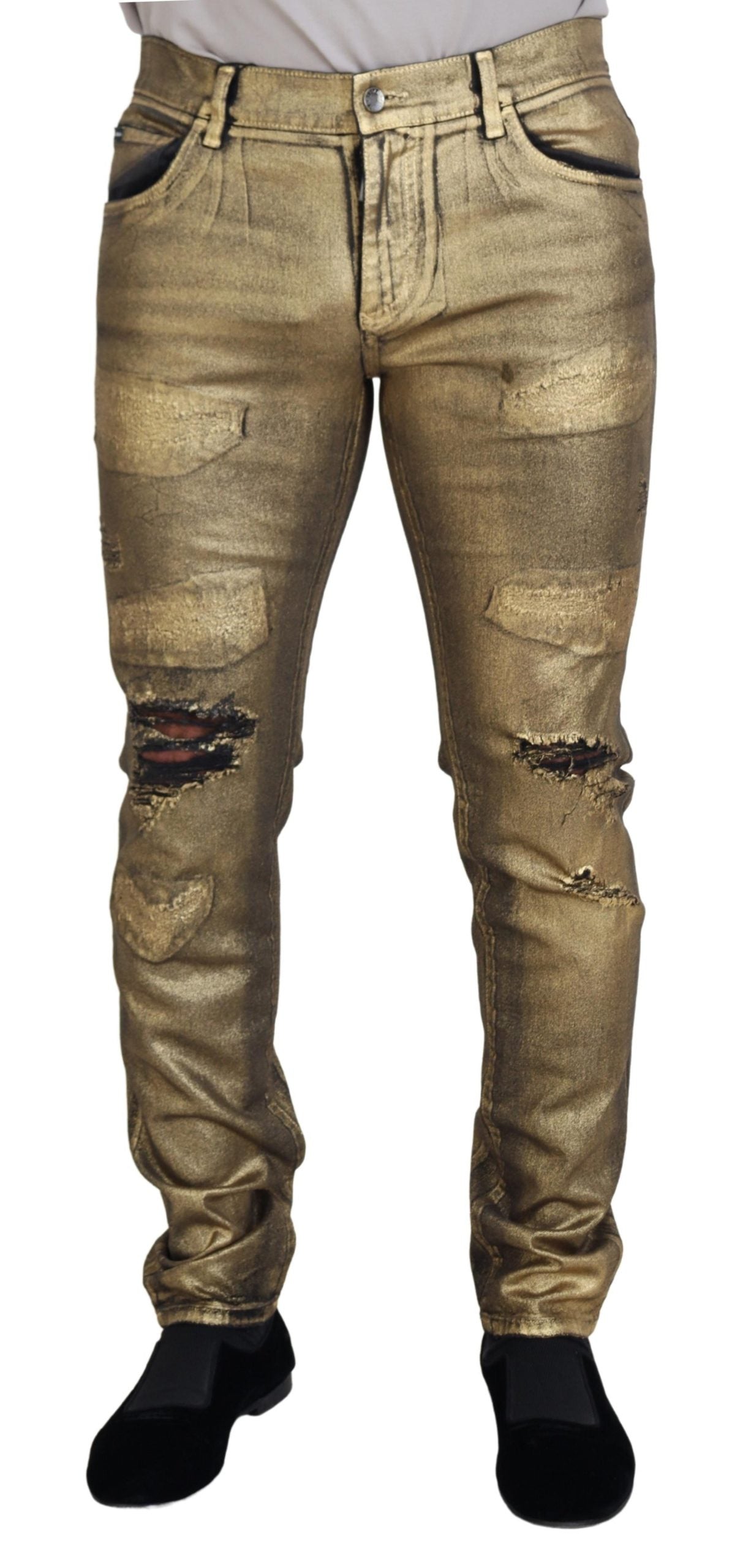 Dolce & Gabbana Elegant Gold Denim Elegance - IT50 | L