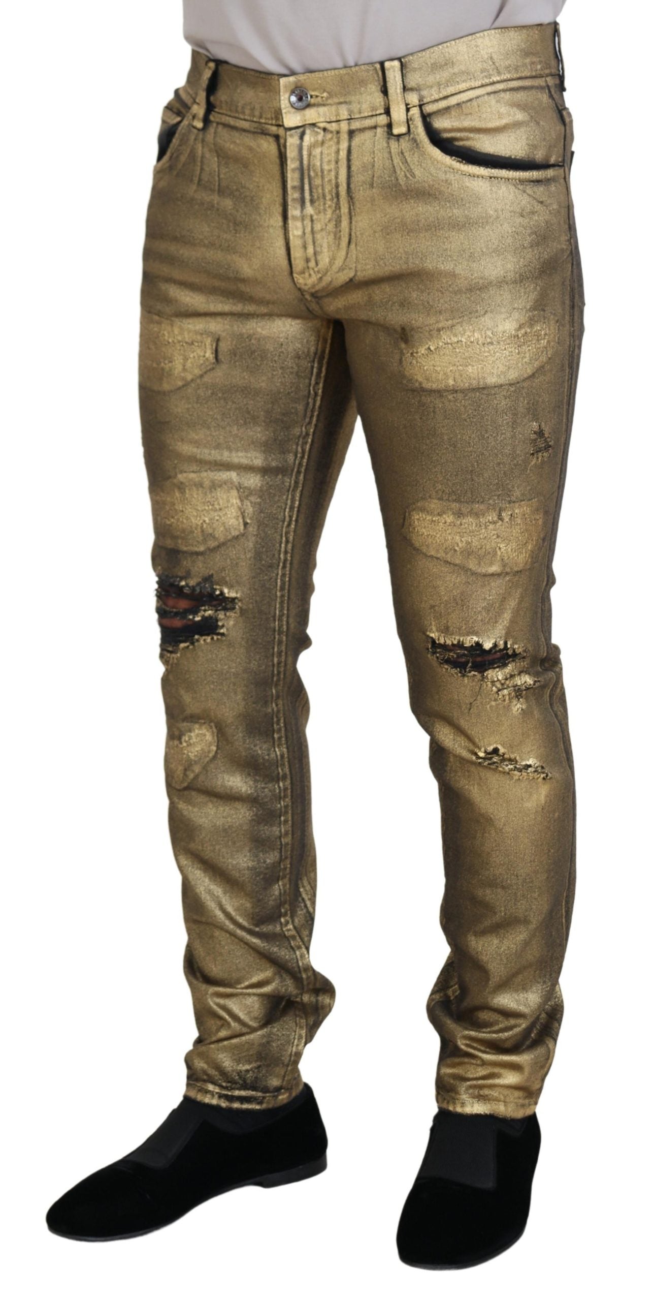 Dolce & Gabbana Elegant Gold Denim Elegance - IT50 | L