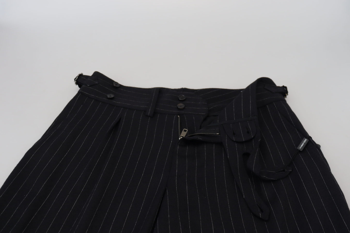 Dolce & Gabbana Elegant Black Striped Wool Blend Trousers - IT48 | M