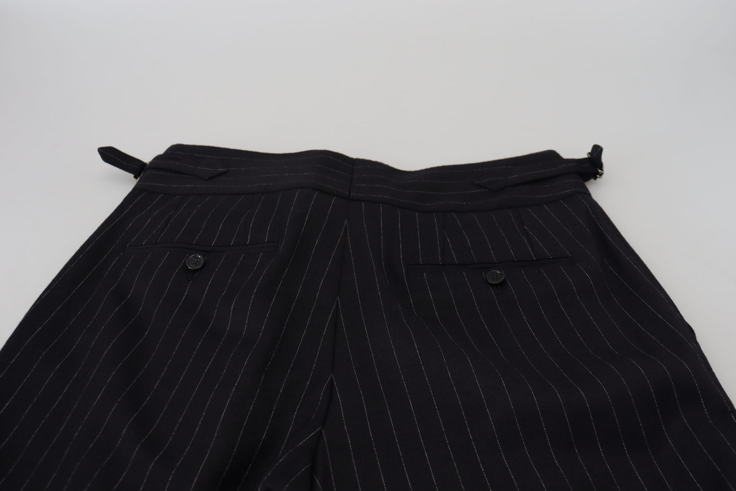 Dolce & Gabbana Elegant Black Striped Wool Blend Trousers - IT48 | M