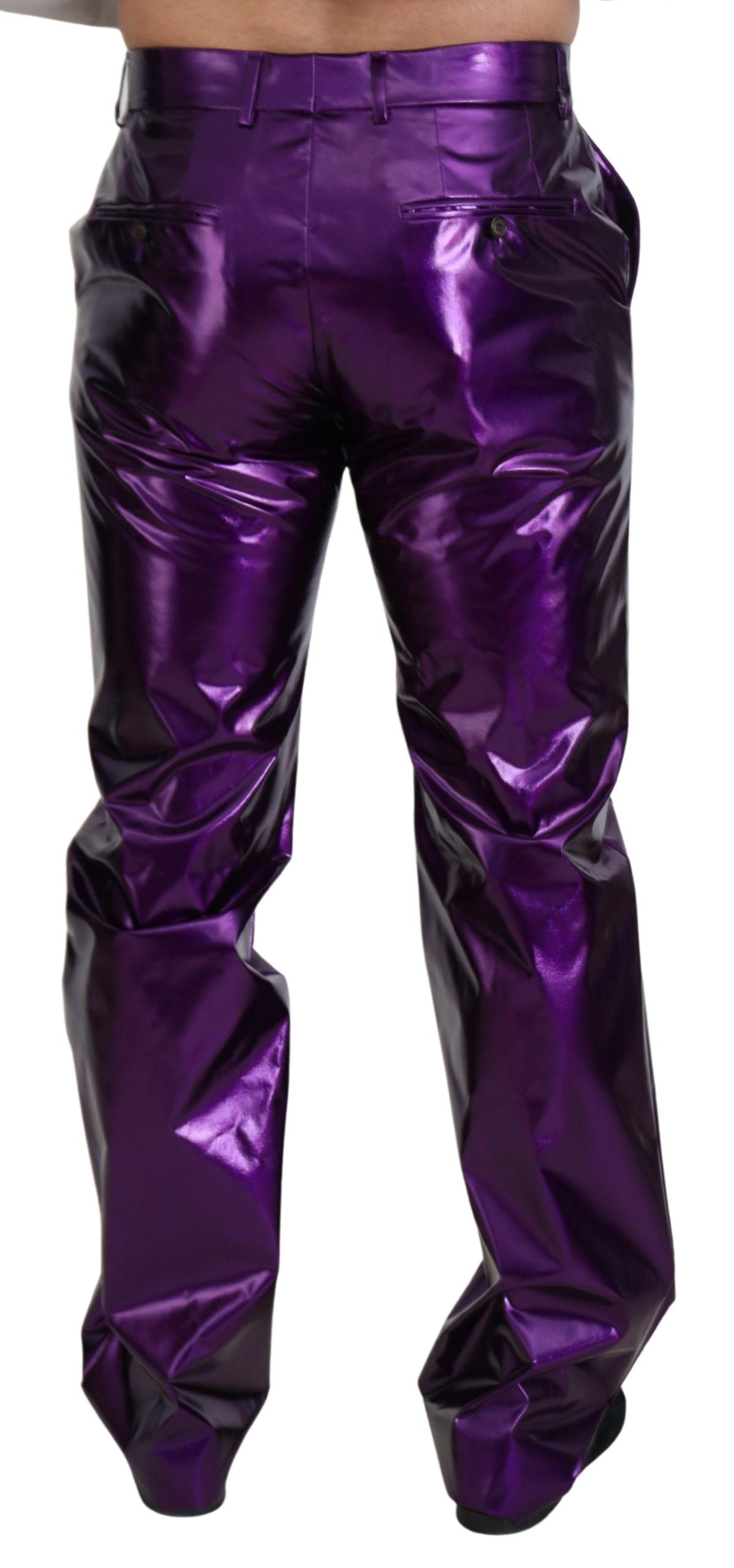 Dolce & Gabbana Elegant Shining Purple Straight Fit Pants - IT44 | XS