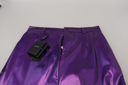 Dolce & Gabbana Elegant Shining Purple Straight Fit Pants - IT44 | XS