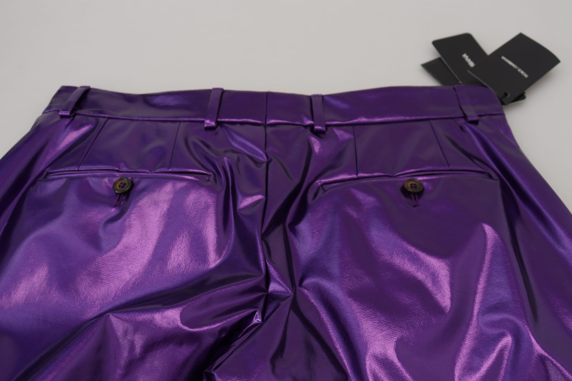 Dolce & Gabbana Elegant Shining Purple Straight Fit Pants - IT44 | XS