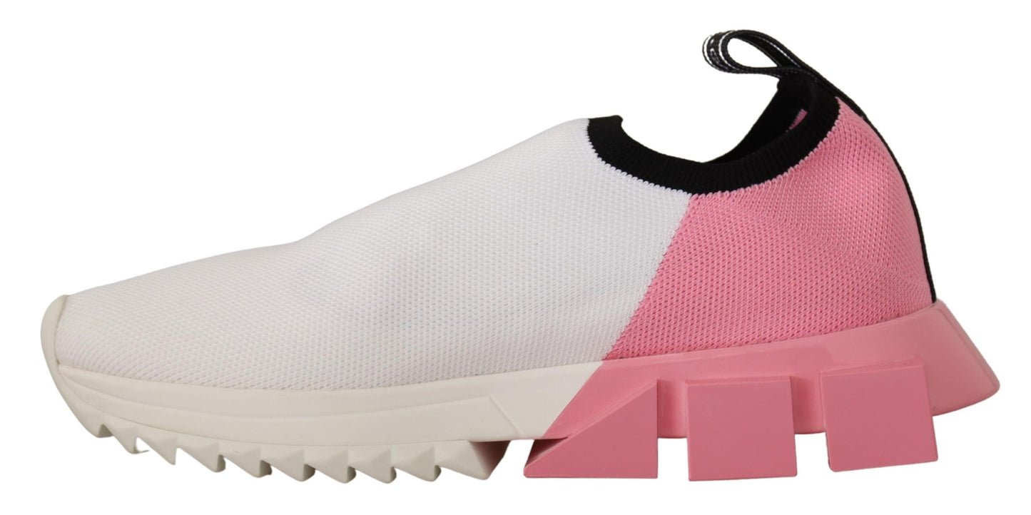 Dolce & Gabbana Elegant Sorrento Slip-On Sneakers in White & Pink - EU35/US4.5