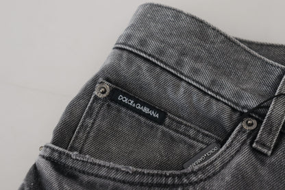 Dolce & Gabbana Elegant Grey Checkered Denim Treasure - IT48 | M