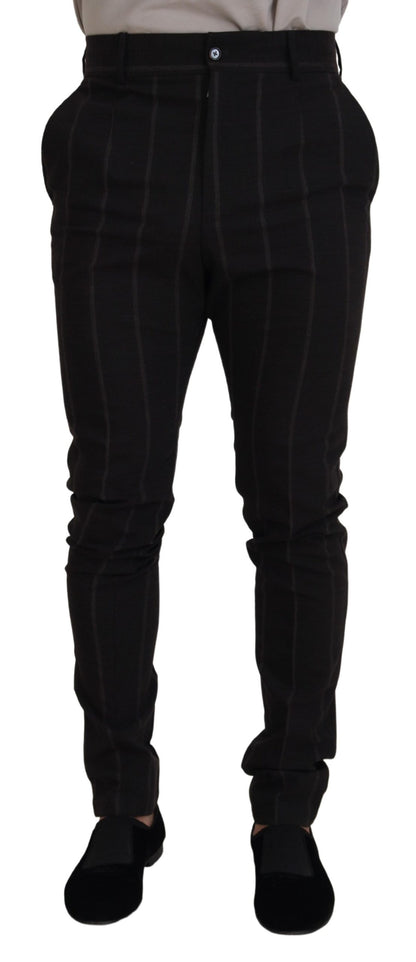 Dolce & Gabbana Elegant Black Striped Chino Pants - IT48 | M